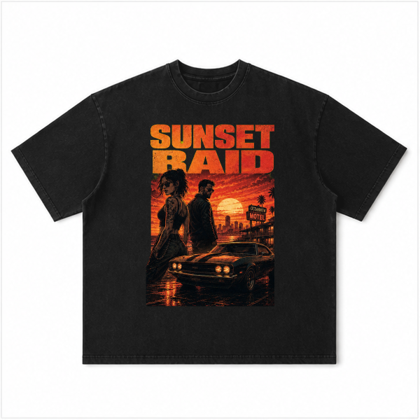 DR-TEE-GTA6-007-SUNSET-RAID front t-shirt mockup