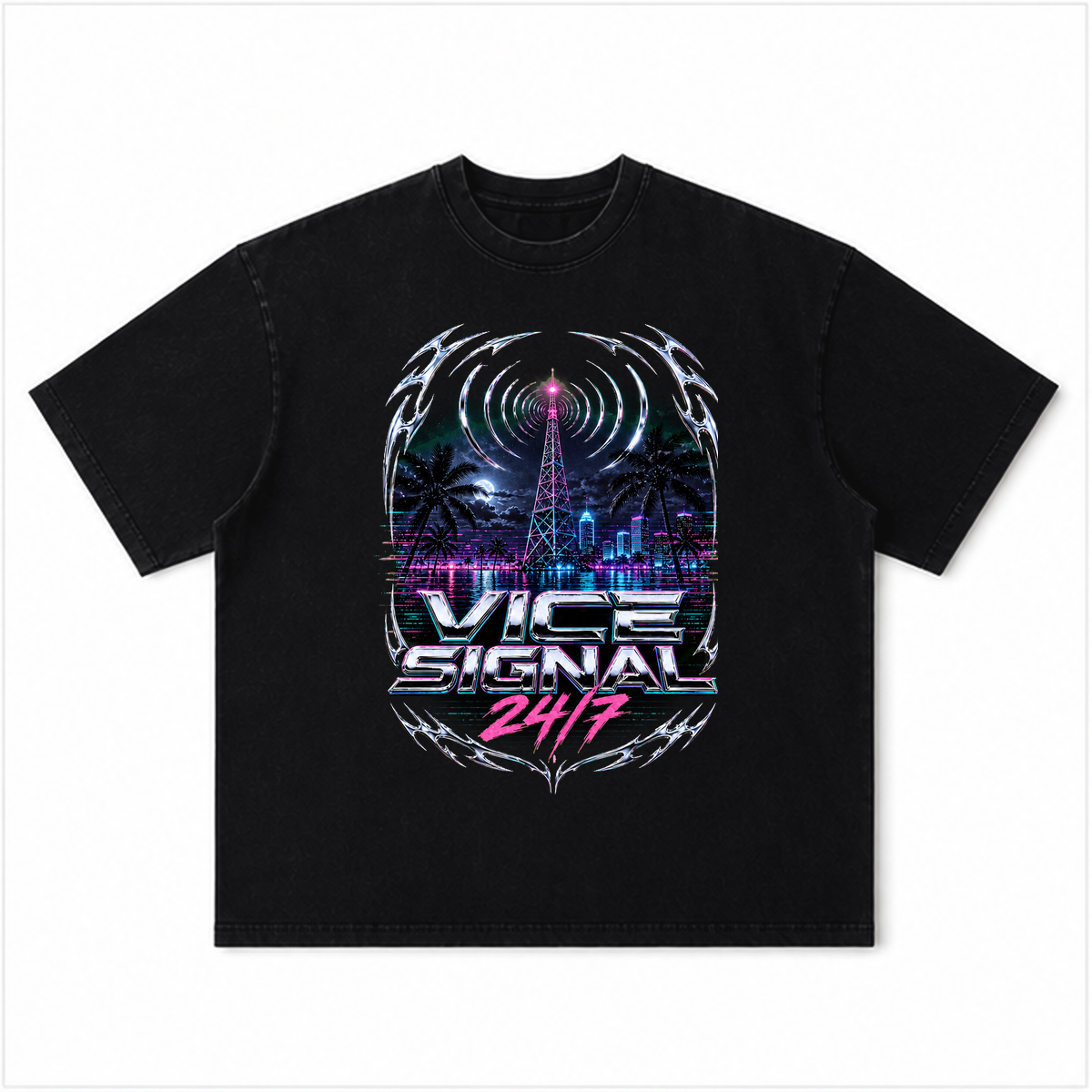 DR-TEE-GTA6-010-VICE-SIGNAL front safe mockup DR-TEE-GTA6-010-VICE-SIGNAL front t-shirt mockup